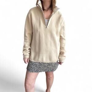 Banana republic cream merino wool quarter zip sweatshirt mens L